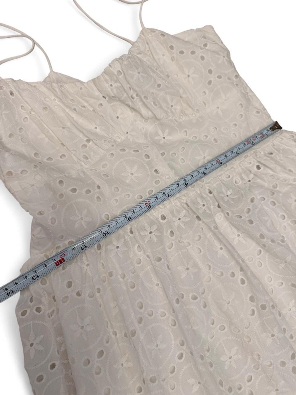 Zara White Eyelet Maxi Dress ✦ Open Back Summer Dress - Picture 5 of 8